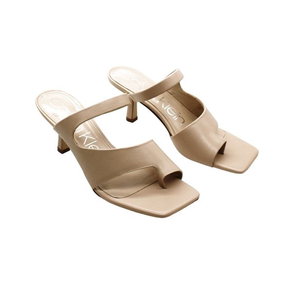 Calvin Klein Womens Fima Leather Slip on Kitten Heels - Picture 1 of 8